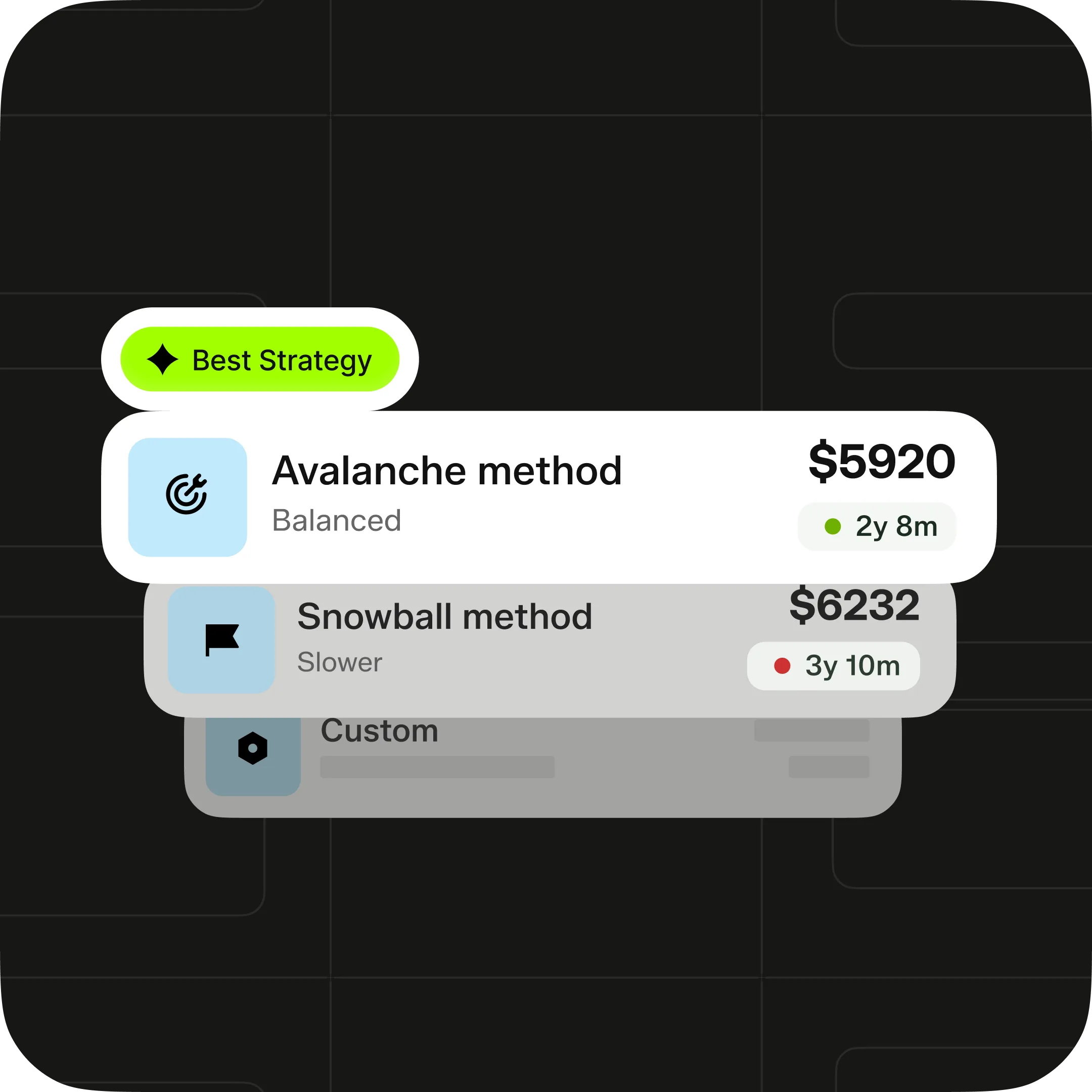 Choose a repayment strategy