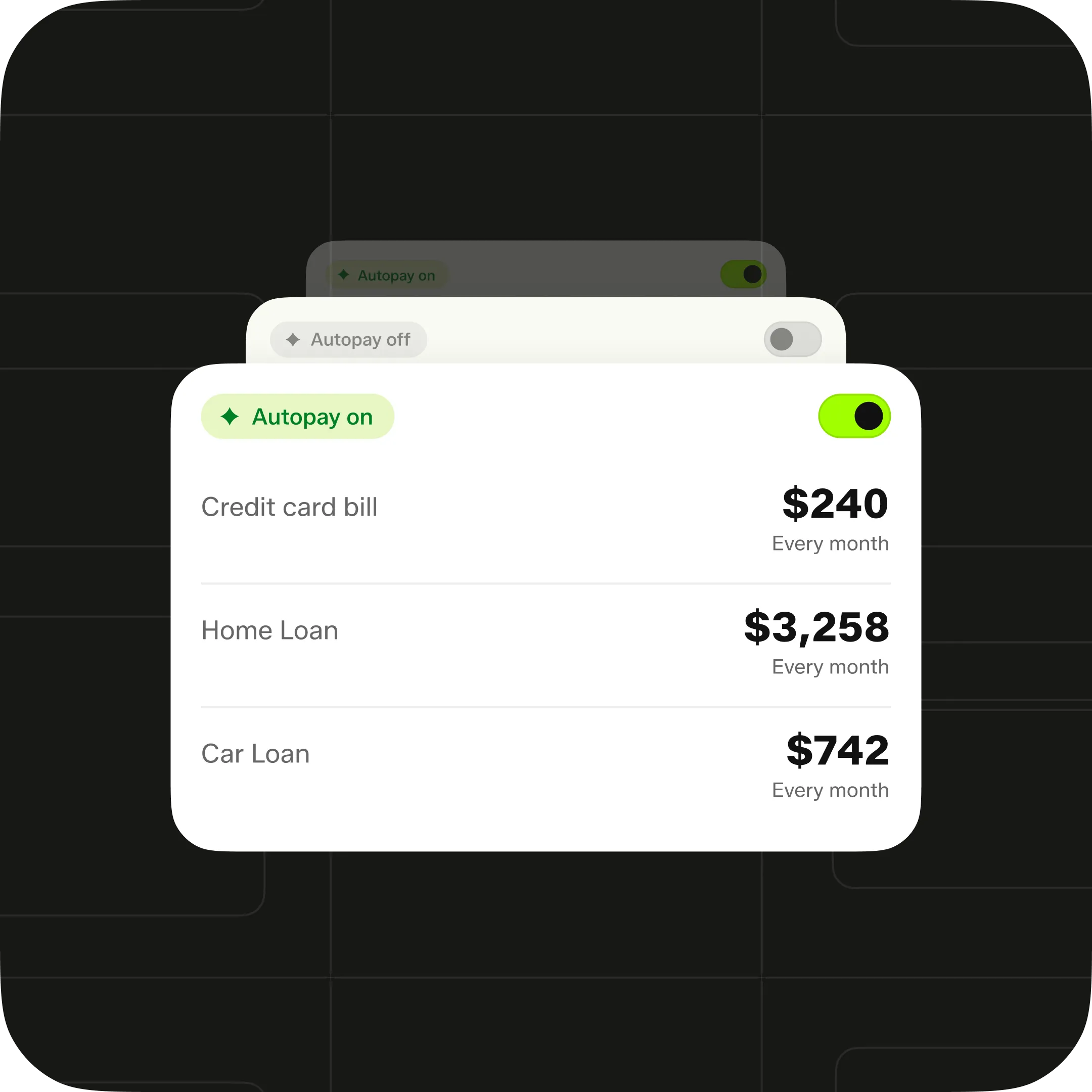 Select Bills and Recurring Payments