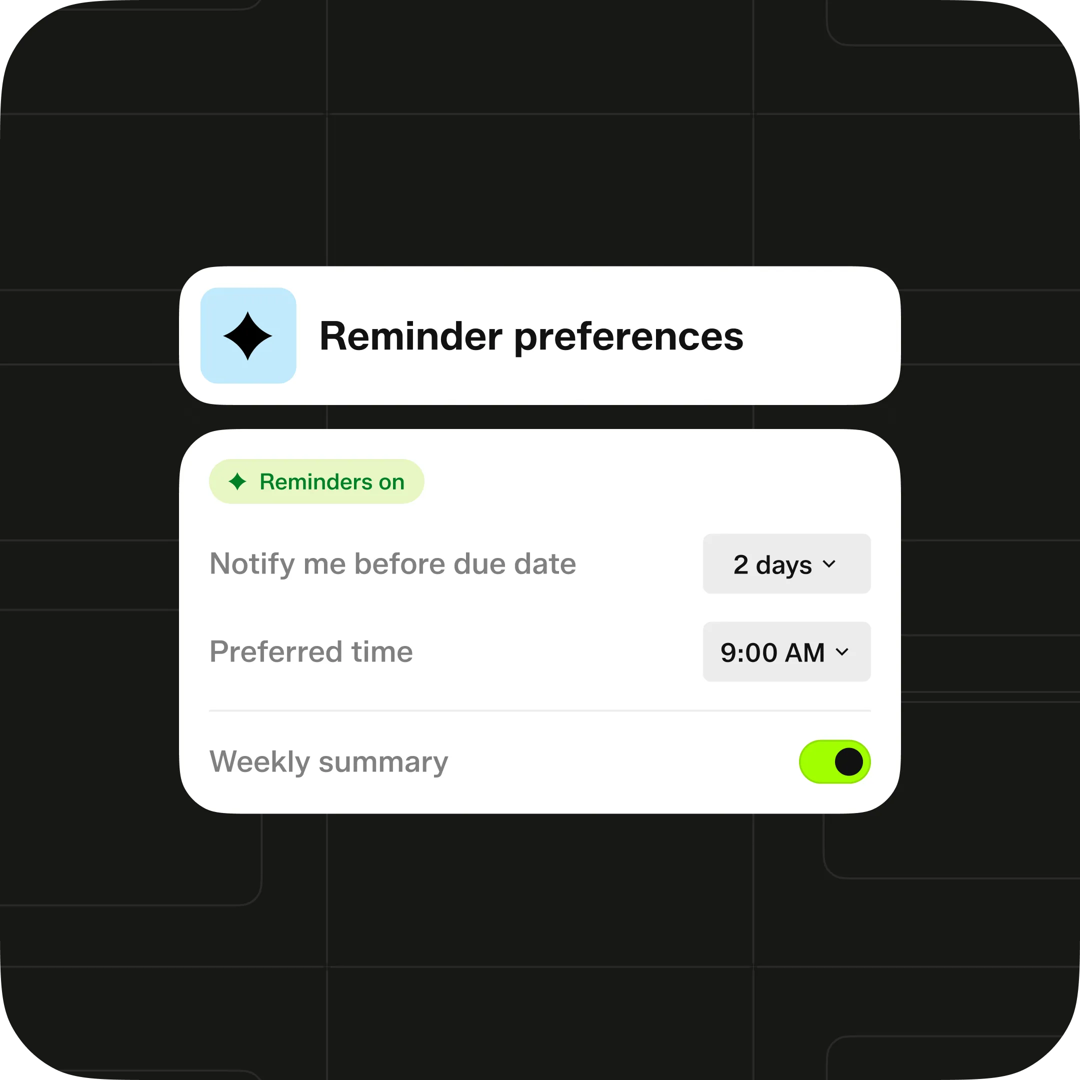 Set Reminder Preferences